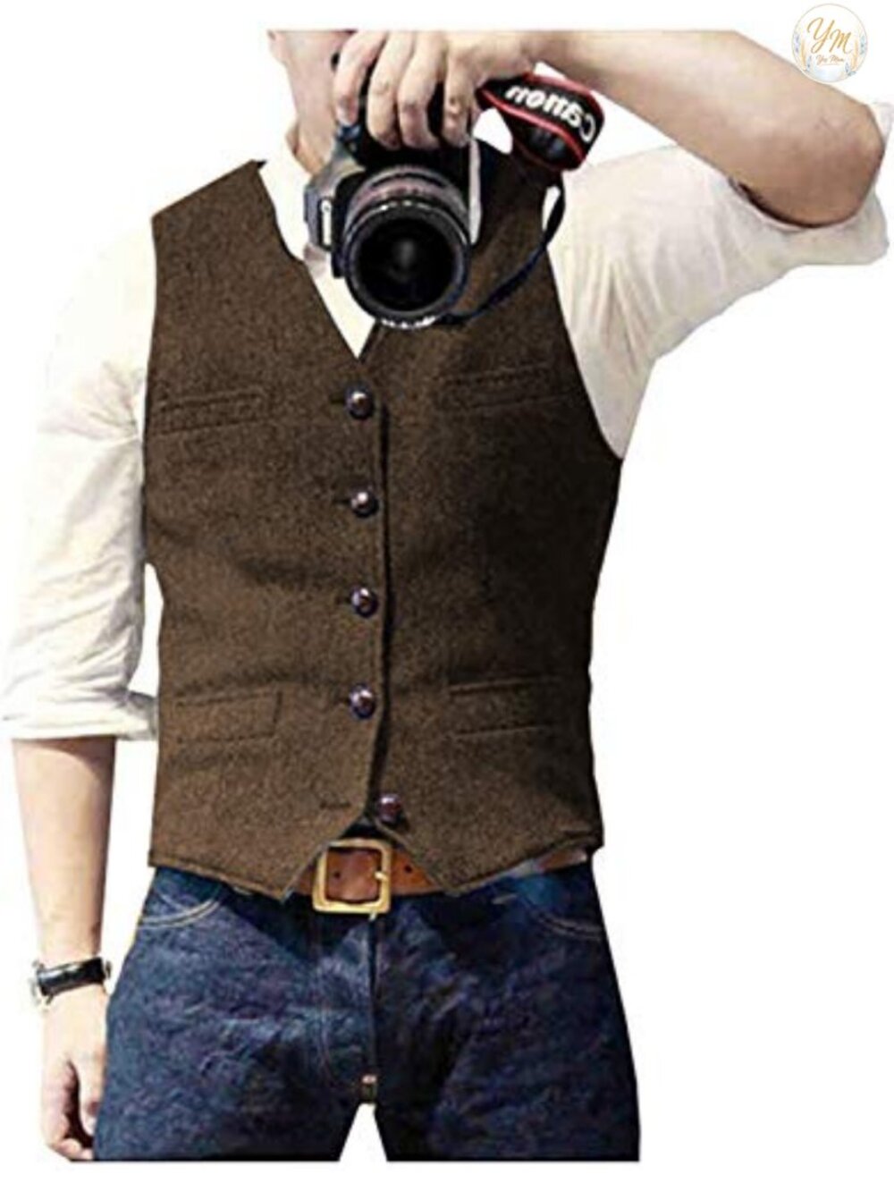 Mens Herringbone Tweed Suit Vest Waistcoat V Neck Slim Fit Retro Prom
